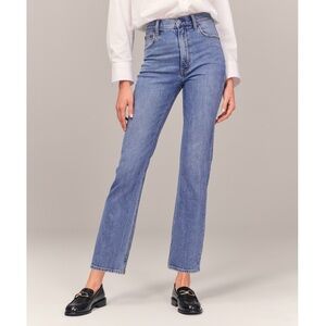 Abercrombie & Fitch Ultra High Rise Blue Ankle Straight Jeans